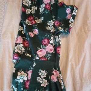 Collectif Caterina swing dress green floral size 16